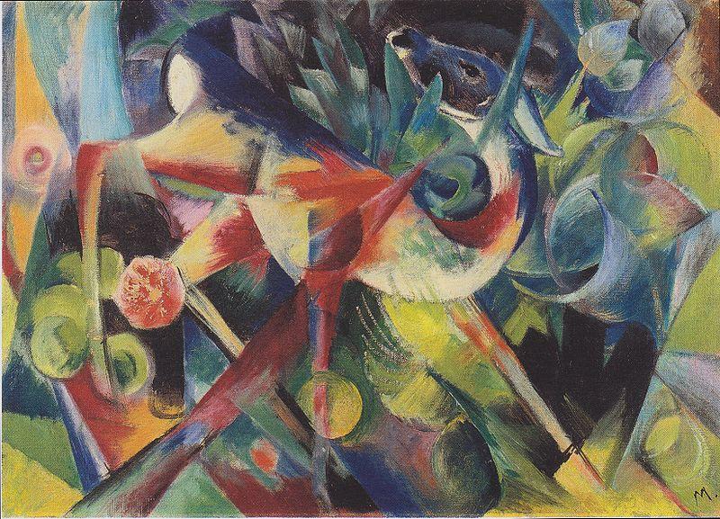 Franz Marc Deer in flower garden